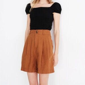 Madewell Linen Long Pleated Shorts